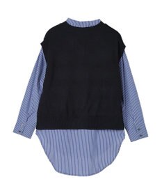 CRAFT STANDARD BOUTIQUE 【洗える】ニットベスト+バンドカラーシャツ-SET