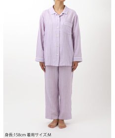 ワコール／睡眠科学 パジャマ 長袖 長ズボン 綿100%(本体) 二重ガーゼ 通気性 上下セット 前開き YDX570 睡眠科学／ワコール
