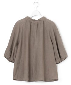 23区 L 【洗える】LIBECO ボウタイ ボリュームスリーブ ブラウス