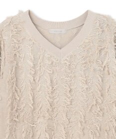 UNFILO L 【一部店舗限定】フリンジニット Vネック