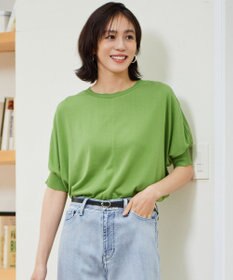 自由区 【カタログ掲載・接触冷感・UVケア・洗える】ドレーピードルマンスリーブ ニットソー