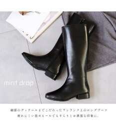 Pointer 本革ローヒール スクエアトゥロングブーツ