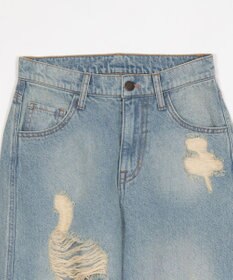 WEGO ダメージストレートデニムパンツ