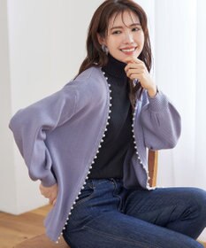 Tiaclasse 【洗える】パール付きパフスリーブカーディガン