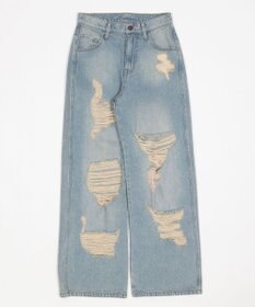 WEGO ダメージストレートデニムパンツ