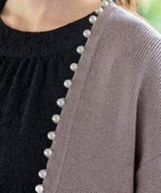 Tiaclasse 【洗える】パール付きパフスリーブカーディガン