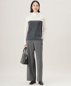 自由区 L 【洗える】シルクウールリブタートルネック ニット