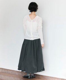 #Newans 【洗濯機可／ 前後着用可】 ギャザースリーブシアーベロアカーディガン