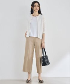 自由区 L 【19号サイズまで展開・カタログ掲載・定番人気・新色追加】コットンサテンクロップド丈ワイドストレート パンツ