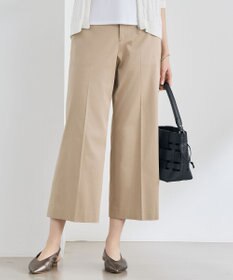 自由区 L 【19号サイズまで展開・カタログ掲載・定番人気・新色追加】コットンサテンクロップド丈ワイドストレート パンツ