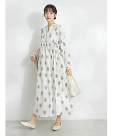CRAFT STANDARD BOUTIQUE インド綿混フラワーモチーフワンピース