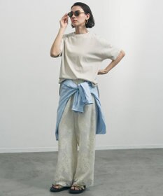 UNFILO L 【ウエストゴム】ボタニカル エンブロイダリー パンツ