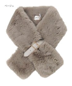 MOONBAT FURLA（フルラ）ベルト差し込みファーティペット アーチロゴ フェイクファー