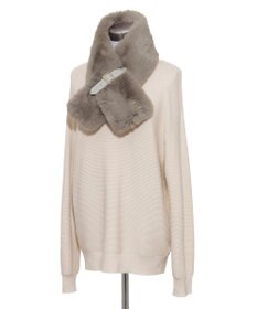 MOONBAT FURLA（フルラ）ベルト差し込みファーティペット アーチロゴ フェイクファー