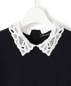 23区 S 【洗える/吊り干しOK】ヴィスコースストレッチ レース襟 ワンピース