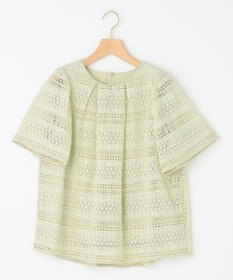 組曲 ボーダーレース ブラウス