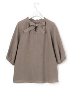 23区 S 【洗える】LIBECO ボウタイ ボリュームスリーブ ブラウス