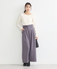 earth music&ecology ベルト付きワイドパンツ