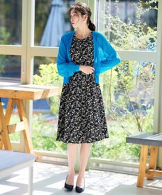 Tiaclasse 【洗える】大人華やかなノースリーブ花柄ワンピース