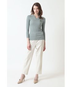 DAKS リブ編みVネックニット