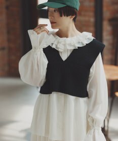 #Newans 【前後着用可能】【高山都さんコラボ】ビッグカラー２WAYブラウス ホワイト