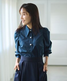 #Newans 【セレモニーにも】下から着られちゃう！尖り襟パフスリーブブラウス