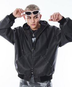 WEGO 【ユニセックス着用ITEM】PUフードブルゾン