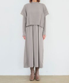 Tiaclasse 【2点セット・洗える】細ケーブルニットトップス＆ニットワンピース