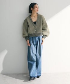 Green Parks タックワイドデニムパンツ