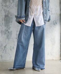 Green Parks タックワイドデニムパンツ