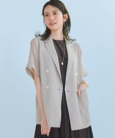 23区 ウォッシャブルボイル ハーフスリーブ ダブル ジャケット ベージュ系