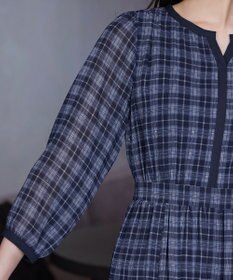 Tiaclasse L シアーチェック配色ワンピース