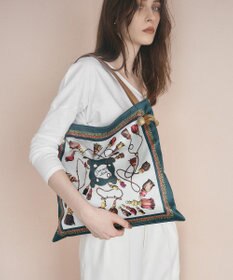 TOPKAPI 【TREASURE TOPKAPI】マイルドサテン スカーフ柄 トートバッグ