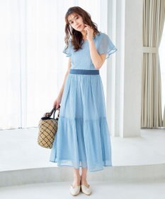 Tiaclasse L 【洗える】シフォンチェック配色フリルワンピース