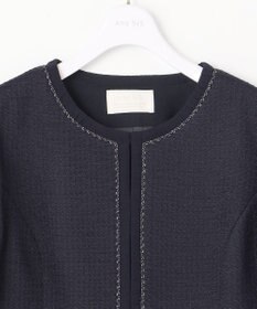 ANY SIS リップルボーダーストレッチ ノーカラージャケット