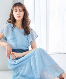 Tiaclasse L 【洗える】シフォンチェック配色フリルワンピース