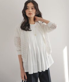 組曲 L 【先行予約・前後着用可】コットンフラワーレーシー カーディガン