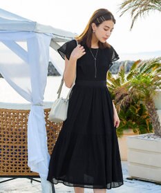 Tiaclasse L 【洗える】シフォンチェック配色フリルワンピース