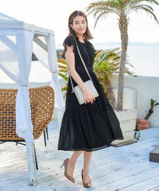 Tiaclasse L 【洗える】シフォンチェック配色フリルワンピース