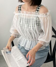 WEGO 【２点セット】キャミSETオーガンジーオフショルブラウス