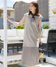 Tiaclasse 【洗える】カットソーコンビヴィンテージサテンワンピース