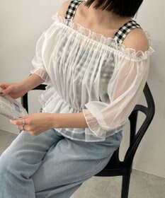 WEGO 【２点セット】キャミSETオーガンジーオフショルブラウス