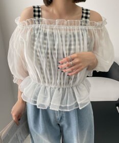 WEGO 【２点セット】キャミSETオーガンジーオフショルブラウス
