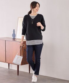 ANY 【洗濯機可】Ｖネックラメガーターニット