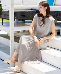 Tiaclasse 【洗える】カットソーコンビヴィンテージサテンワンピース