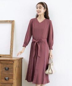 Tiaclasse 【洗える】レース切り替えフレアワンピース