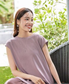 Tiaclasse 【洗える】カットソーコンビヴィンテージサテンワンピース