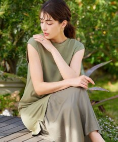 Tiaclasse 【洗える】カットソーコンビヴィンテージサテンワンピース