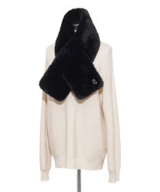 MOONBAT FURLA（フルラ）ビッグ差し込みファーティペット  アーチロゴ フェイクファー