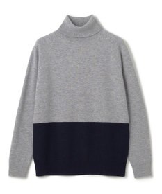 BEIGE， 【WEB限定・洗える】DEMING / バイカラーウールタートルネックニット